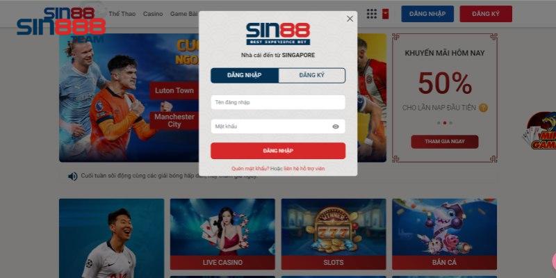 Đăng nhập vào tài khoản chính chủ Sin88